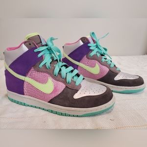 SOLD: EUC Nike Dunk 6.0 High Purple Gray Black Pink Teal Yellow Women's Size 10